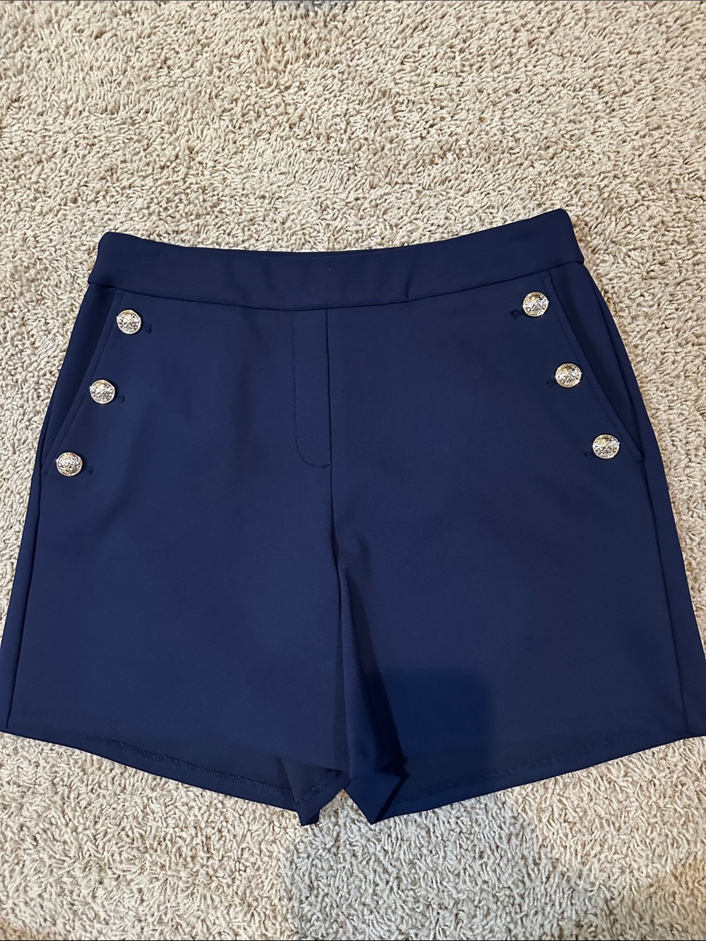 Rachel Zoe Navy High-Waist Shorts with Decorative Buttons